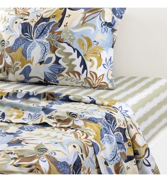 Drap plat en satin de coton lavé - Desforges - Multicolore