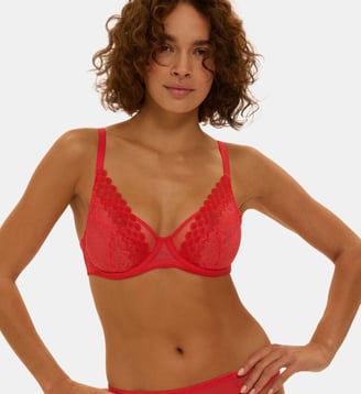 Soutien-gorge avec armature foulard - Flamingo - Simone Pérèle - Rouge
