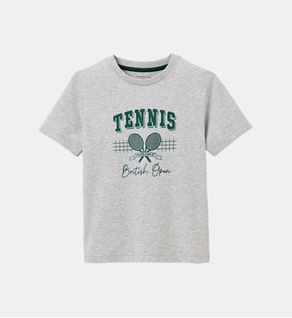 T-shirt imprimé  - Coton biologique - Cyrillus - Gris chine et tennis