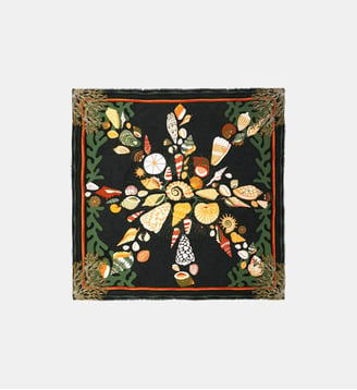 Grand foulard à motifs CORAL - Wild - Noir