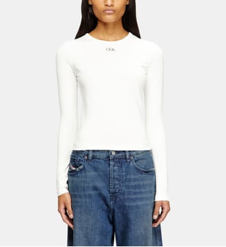 Pull en coton avec logo Oval D - Diesel - Blanc