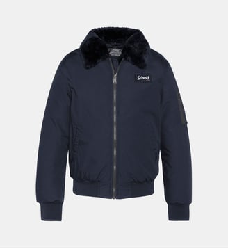 Blouson avec col en fausse fourrure amovible - Schott - Marine