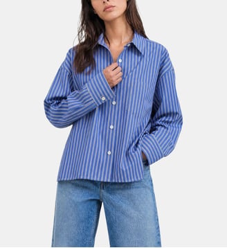 Chemise en coton rayée - The Kooples - Bleu clair