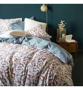 Housse de couette imprimée en satin de coton, BLISS - Essix - Rose