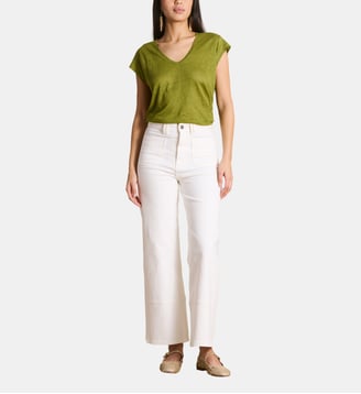 T-shirt en lin manches courtes - La Fée Maraboutée - Vert feijoa