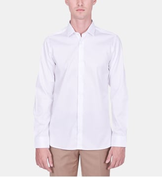 Chemise coupe droite col italien BLANC - Atelier Privé - Blanc
