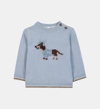 Pull -  horizon laine broderie chien - Tartine Et Chocolat - Bleu