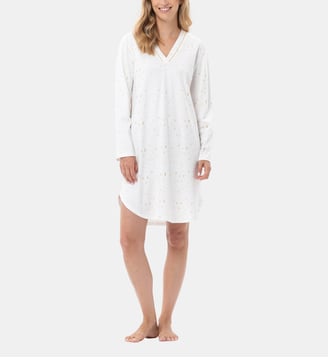 Chemise de nuit en coton LUNA 101 - Lingerie Le Chat - Écru
