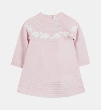 Robe - Rosée laine broderies fleurs - Tartine Et Chocolat - Rose pâle