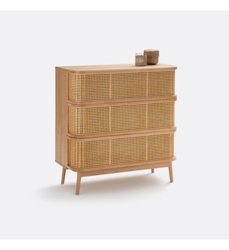 Commode 3 tiroirs en cannage Laora - La Redoute Interieurs - Naturel