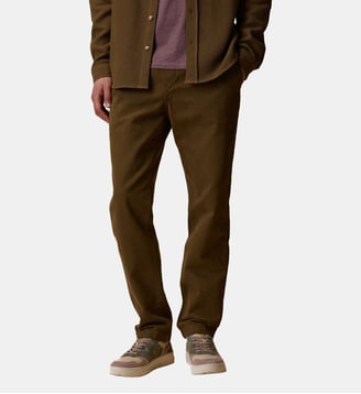 Pantalon élastique en tissu sergé - Faguo - Vert olive foncé