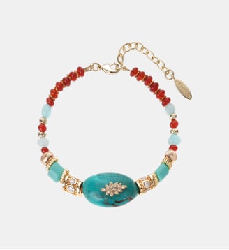 Bracelet réglable de perles TAJAR - Hipanema - Bleu turquoise