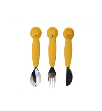 Couverts 3 pièces en silicone - Mr. Lion - Trixie - Jaune