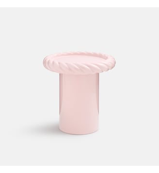 Bout de canapé, laqué brillant, bords tressés - La Redoute Interieurs - Rose
