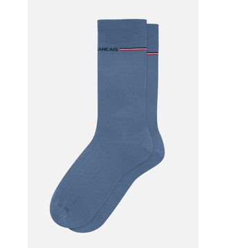 Chaussettes mi-hautes bleu en fil d'Écosse - Le Slip Francais - Gris bleu