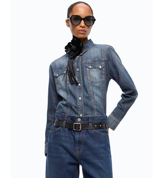Chemise en denim décoloré - Pinko - Lavage moyen foncé