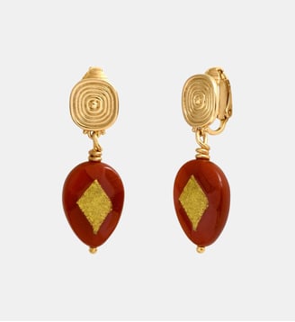 Boucles d'oreilles clips   - Babylone - Satellite - Orange