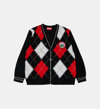 Cardigan en mélange de laine avec logo - Diesel Kids - Noir