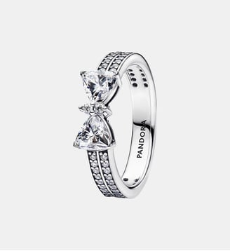 Bague Double Rang Nœud Scintillant - Pandora - Argenté