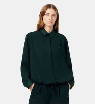 Chemise détails satinés oversize - Lacoste - Vert foncé