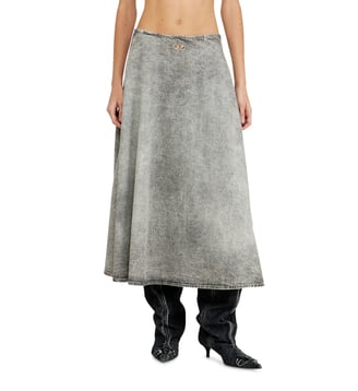 Jupe longue en denim avec rayures athlétiques - Diesel - Gris