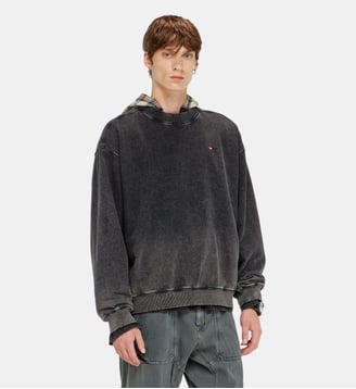Sweat-shirt en coton effet délavé - Diesel - Gris foncé