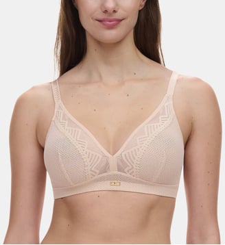 Soutien-gorge sans armature maintien en dentelle - Chantelle - Beige doré