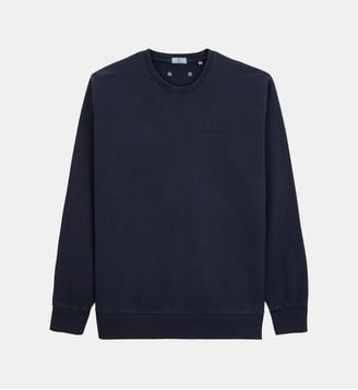 Sweat col rond Archives teinture old en coton - Serge Blanco - Bleu marine
