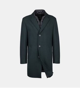 Manteau en laine et polyester avec parement amovible regular Deus - Digel - Vert