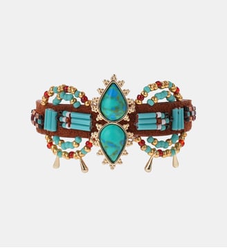 Bracelet daim et perles HERMOSA - Hipanema - Bleu turquoise