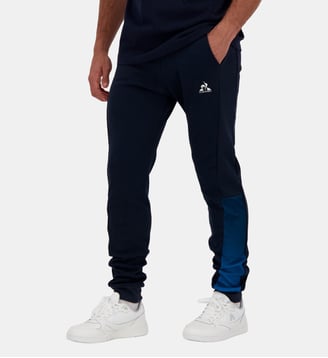 Jogging slim en coton à motif logo - Le Coq Sportif - Bleu marine