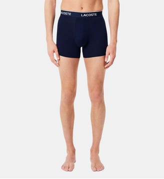 Lot de 3 boxers longs coton stretch - Lacoste - Bleu marine, rouge et bleu marine