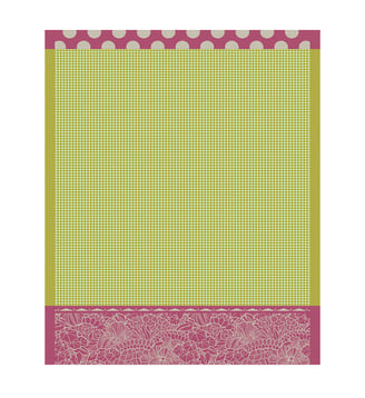 Essuie-mains Salade d'été 100% coton - Le Jacquard Francais - Rose et vert