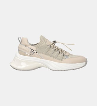 Sneakers en maille à lacets et stoppeurs - Pinko - Beige