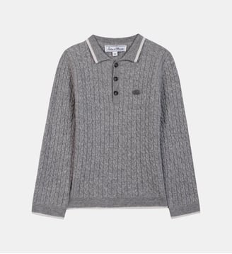 Pull -   laine col pointu rayure - Tartine Et Chocolat - Gris clair