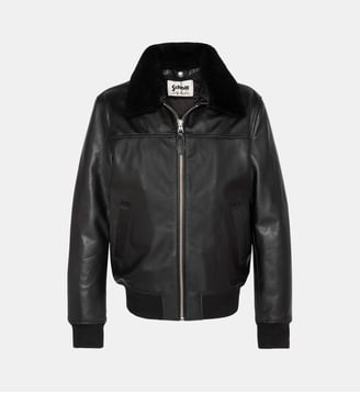 Blouson pilote avec col mouton amovible - Schott - Noir