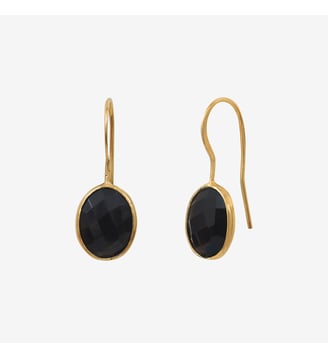 Boucles d'oreilles serti pm onyx - Caroline Najman - Noir