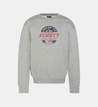 Sweatshirt col rond - Schott - Gris chiné