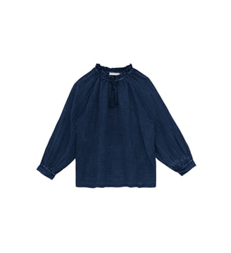 Blouse manches longues col v uni BRISKA - La Petite Etoile - Marine