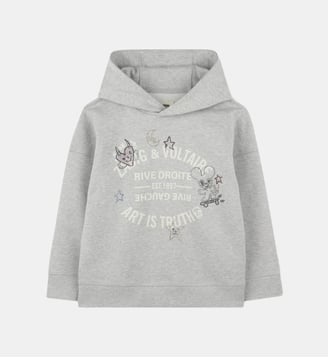 Sweat-shirt à capuche - Zadig&Voltaire Kids - Gris clair chiné