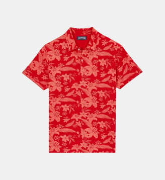 Polo en coton imprimé Lightening Flower - Vilebrequin - Coquelicot