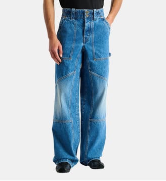 Jean carpenter en denim délavé Blue - Balmain - Bleu