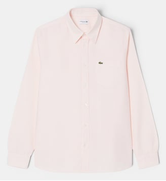 Chemise regular fit Oxford rayée avec poche - Lacoste - Rose et blanc