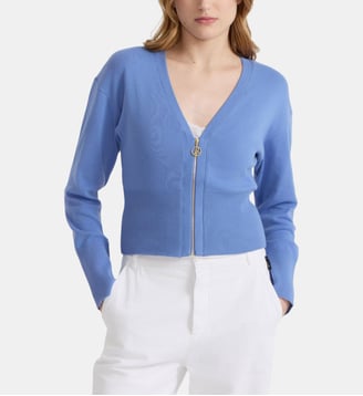 mini cardigan Jokari en jersey de coton blanc - Agnès b. - Bleu leïla