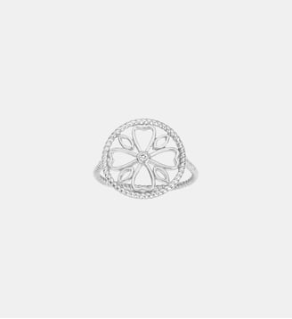 Bague jeton Le Trèfle en Argent avec diamant blanc - La Garçonne Diamant - Argent