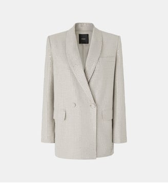 Blazer double boutonnage oversize avec strass - Pinko - Gris