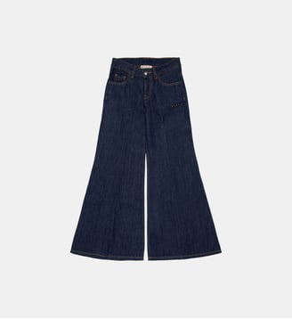 Jean flare bleu foncé avec logo - Marni - Denim bleu