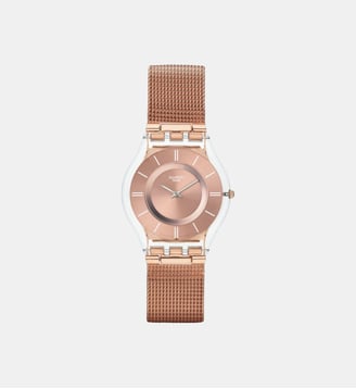 Montre Skin Doré rose SS08K104M - Swatch - Transparent