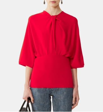 Pull Détail Noeud En Laine Mérinos - Lanvin - Rouge