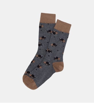 Chaussettes en coton - En Plaine Nuit Gris - Arthur - Gris